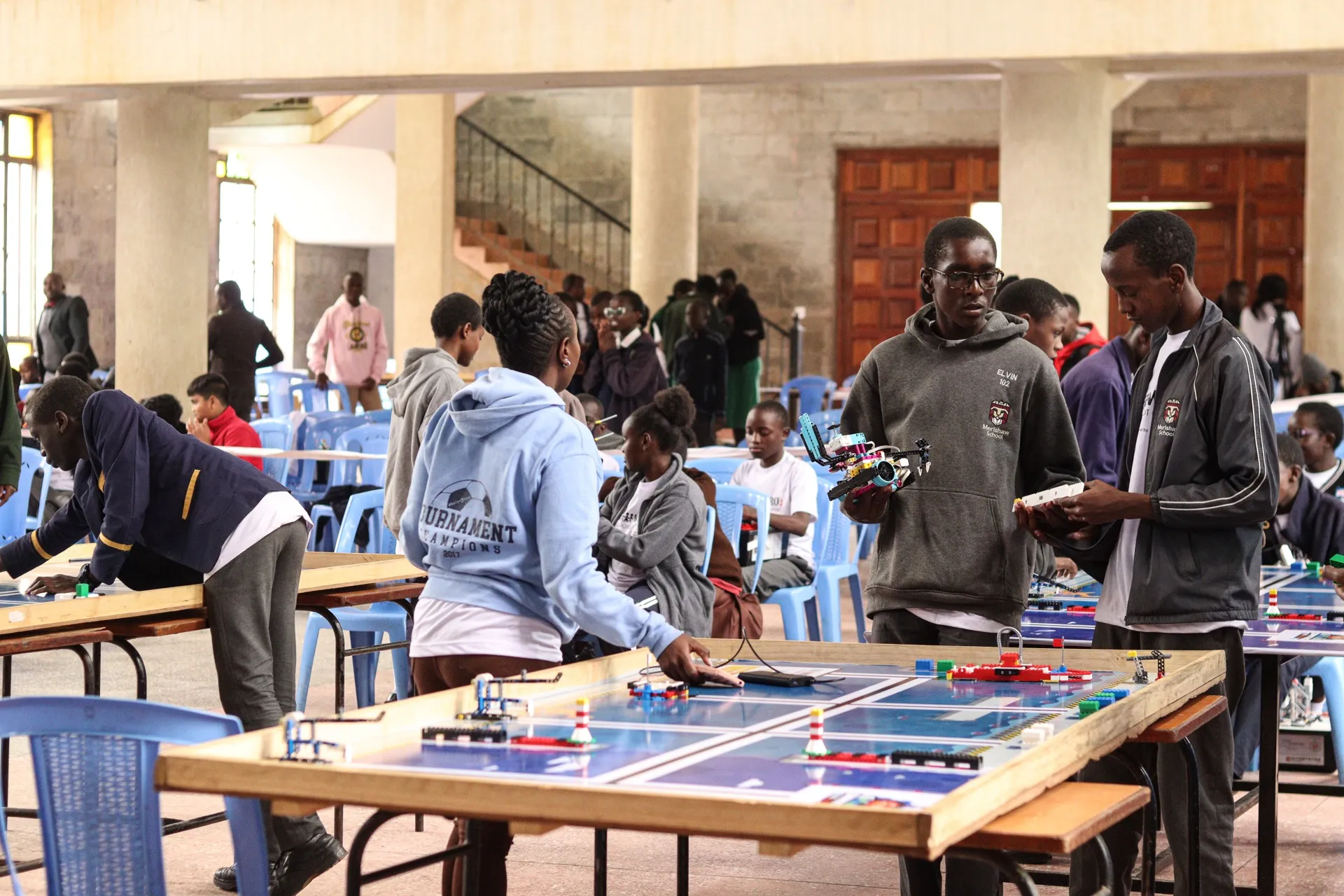Students at WRO robotics competition