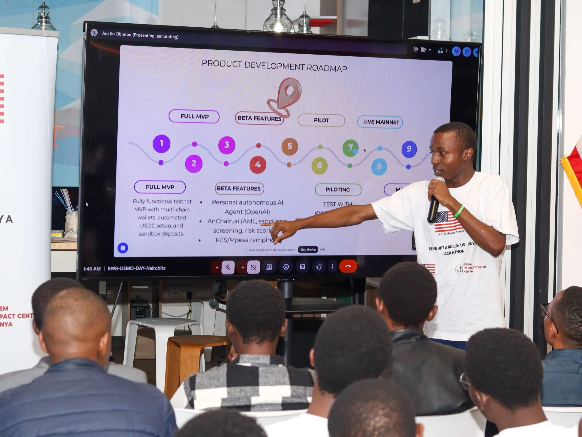 Students presenting at hackathon